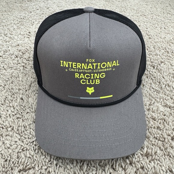 Fox‎ Racing Hat International Racing Numerical Snapback Black/Pewter Mesh Back - Picture 1 of 8